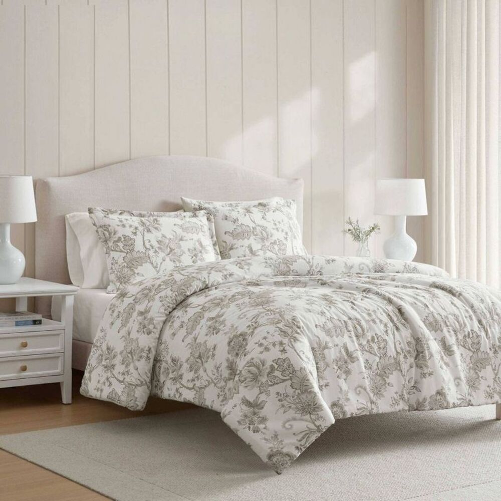 Martha Stewart -  Avery Floral Gray King Duvet Set